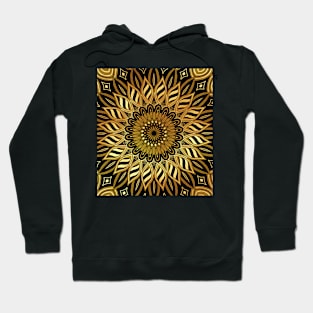 Fantasy flower mandala black gold Hoodie